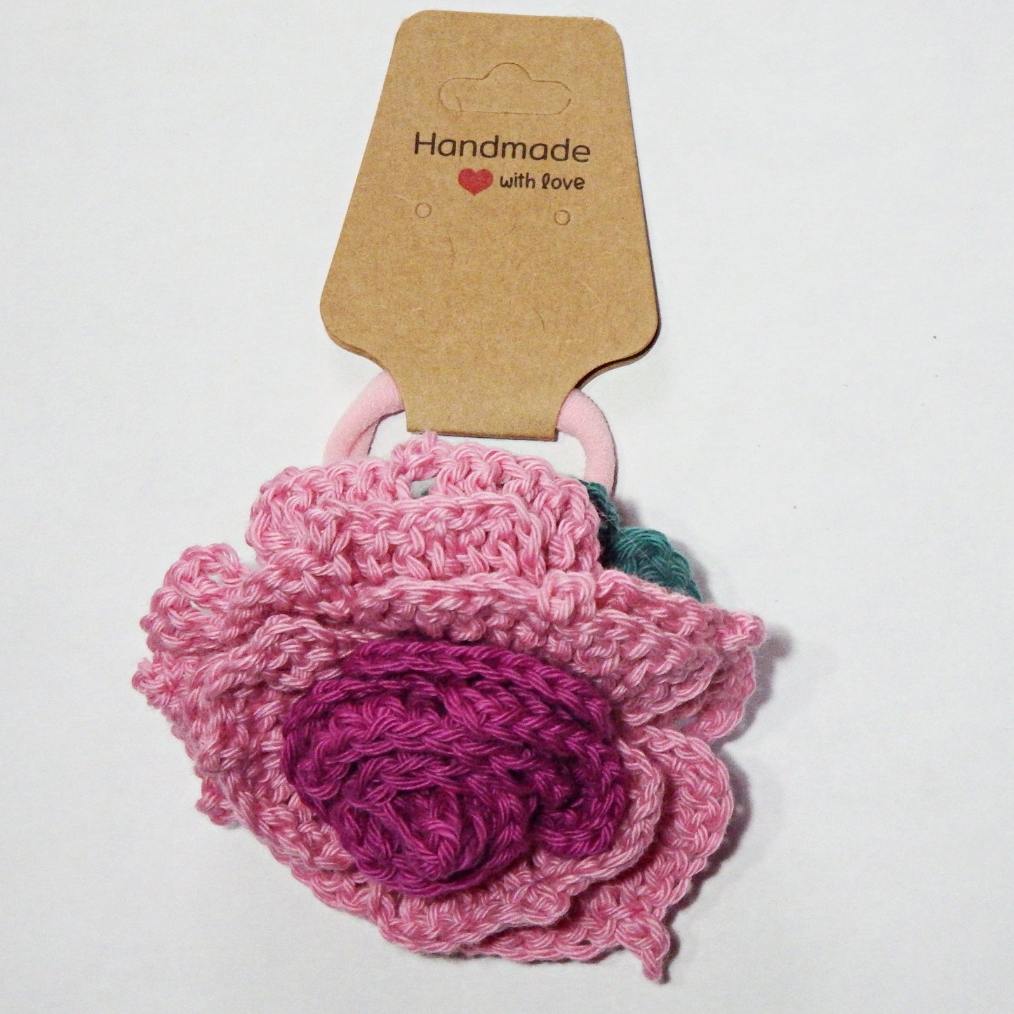 Elastique à cheveux avec fleur ou noeud, création artisanale au crochet, divers modèles