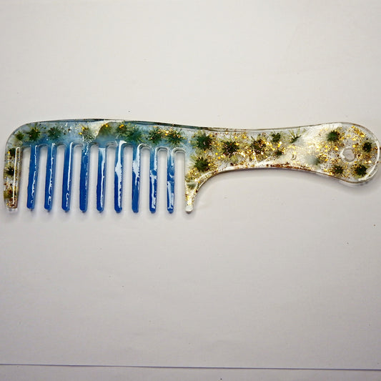 Peigne en résine avec fleurs naturelles, pièce unique, plusieurs modèles