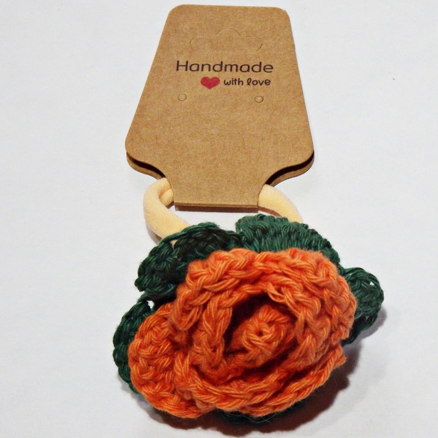 Elastique à cheveux avec fleur ou noeud, création artisanale au crochet, divers modèles