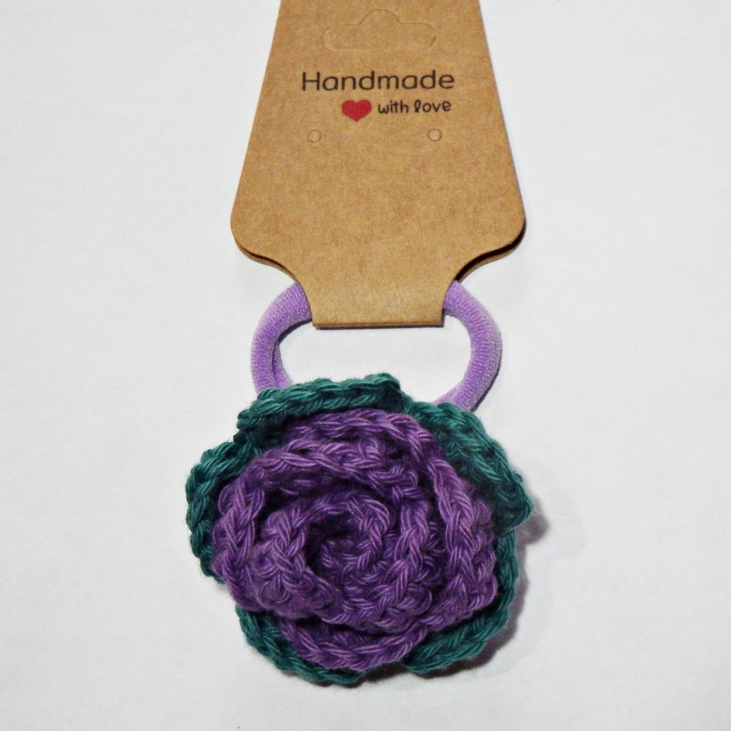 Elastique à cheveux avec fleur ou noeud, création artisanale au crochet, divers modèles