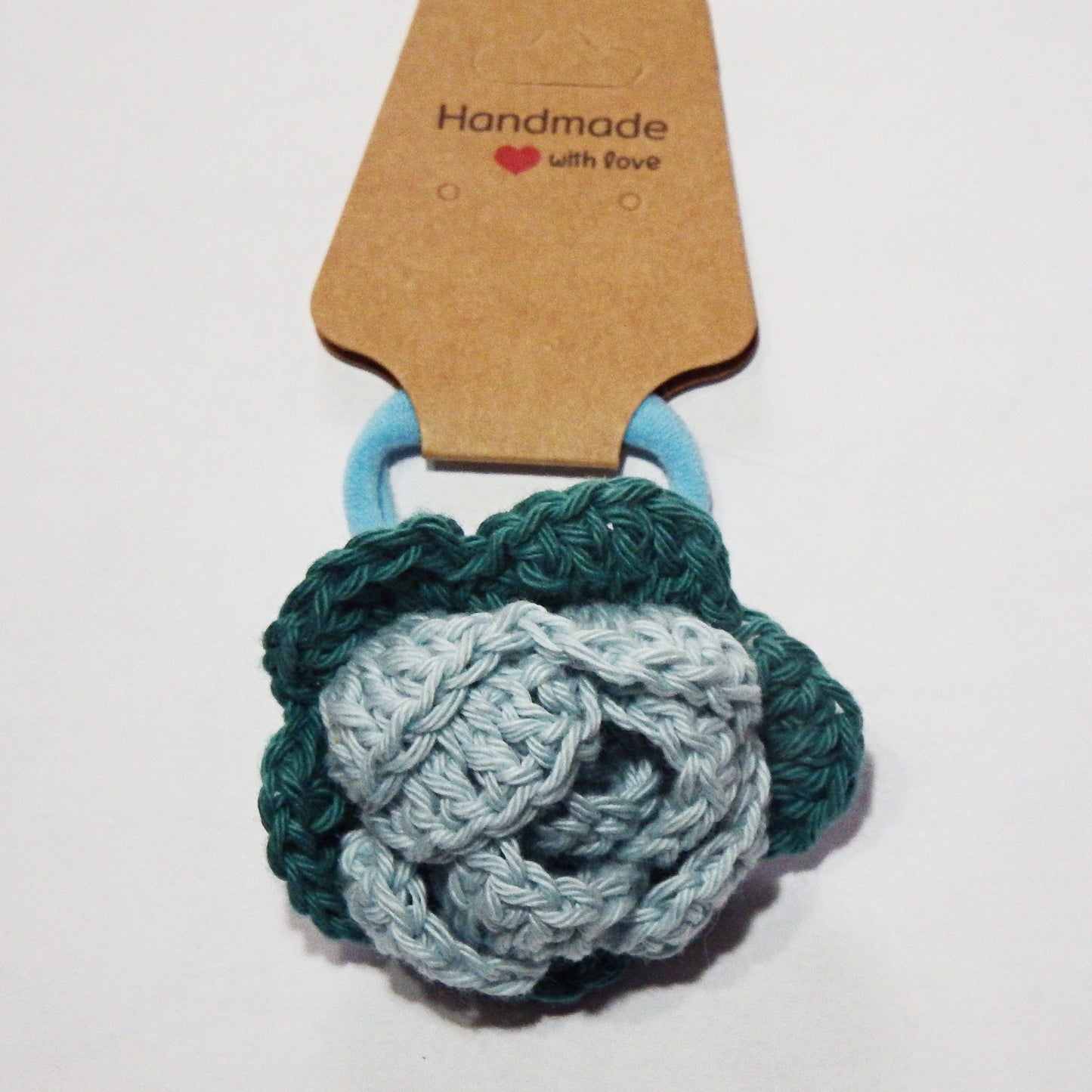 Elastique à cheveux avec fleur ou noeud, création artisanale au crochet, divers modèles