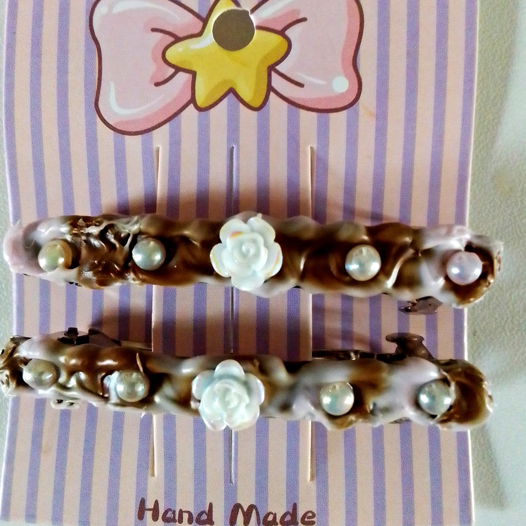 Barrettes artisanales 6 cm - plusieurs modèle disponibles, colle-crème ou résine