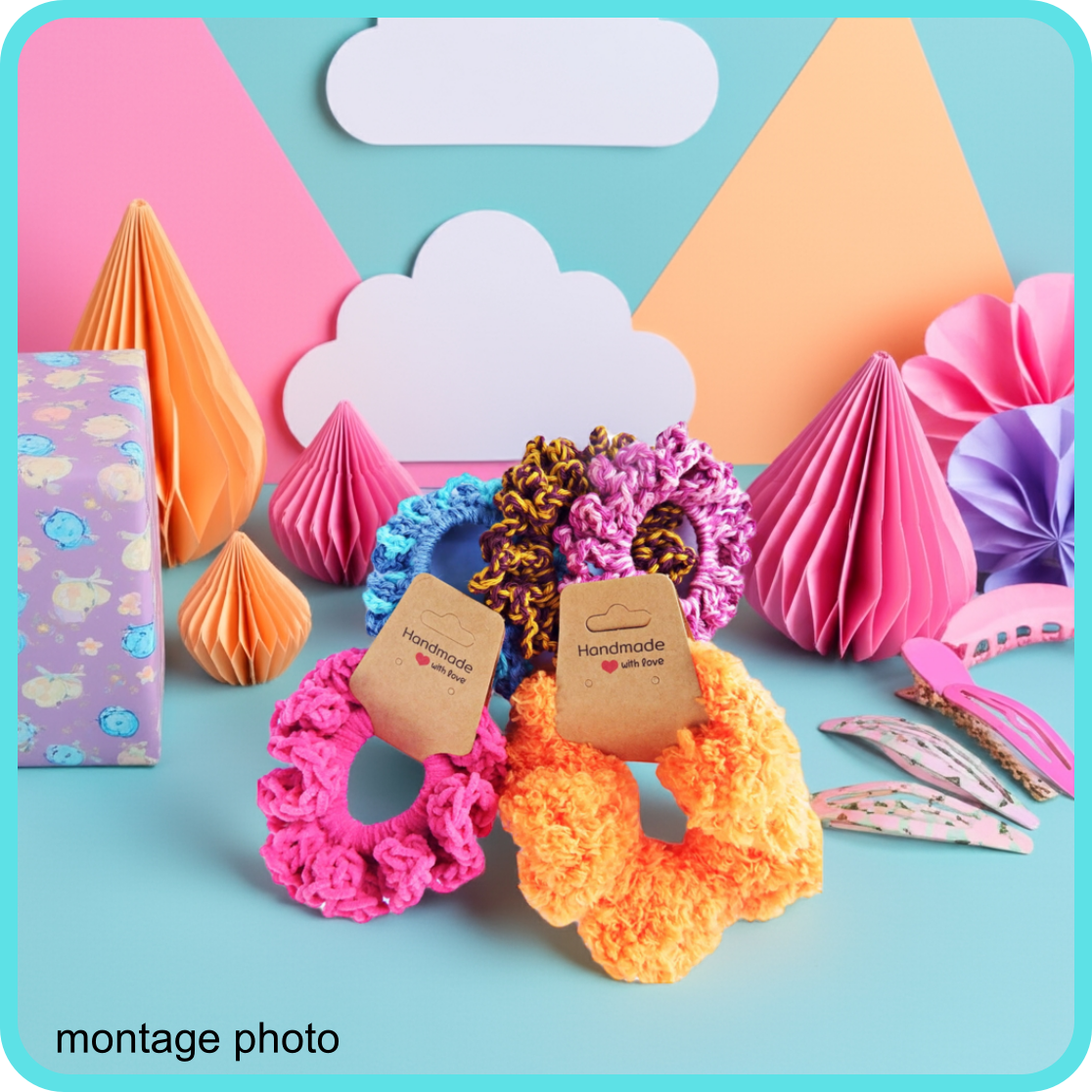 Chouchous pour cheveux créations artisanales au crochet- divers modèles