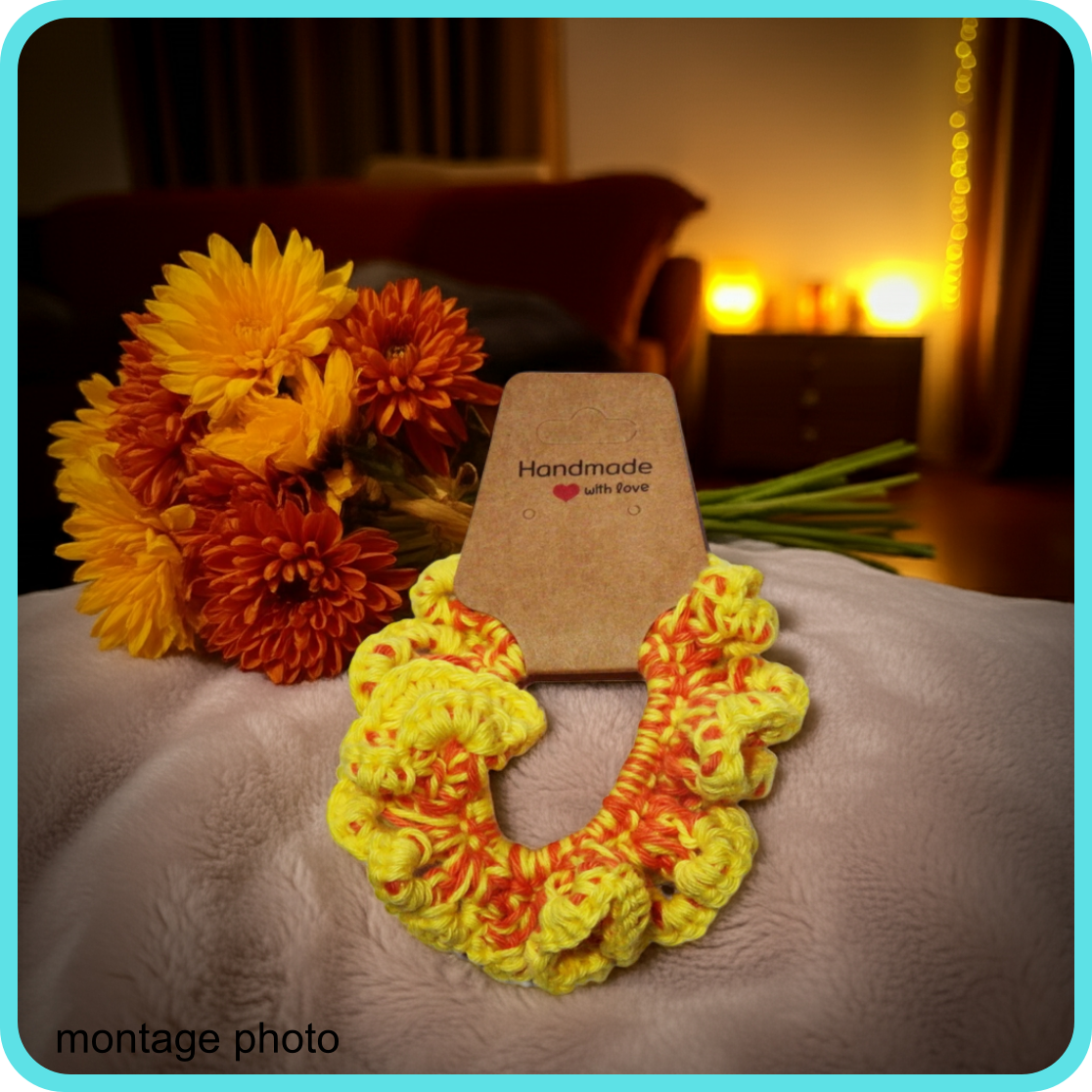 Chouchous pour cheveux créations artisanales au crochet- divers modèles