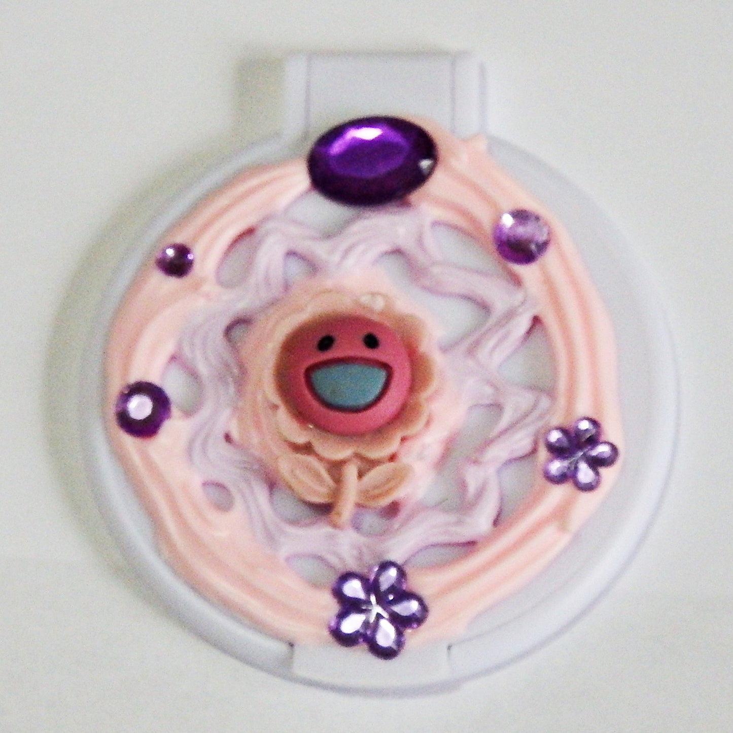 Ensemble brosse, serre-tête et miroir décoration artisanale en colle-crème, rose