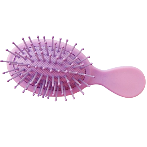 Ensemble brosse, peigne et miroir décoration artisanale en colle-crème, mauve