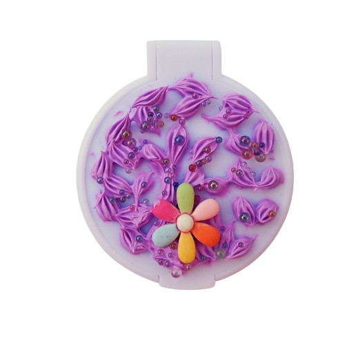 Ensemble brosse, peigne et miroir décoration artisanale en colle-crème, mauve