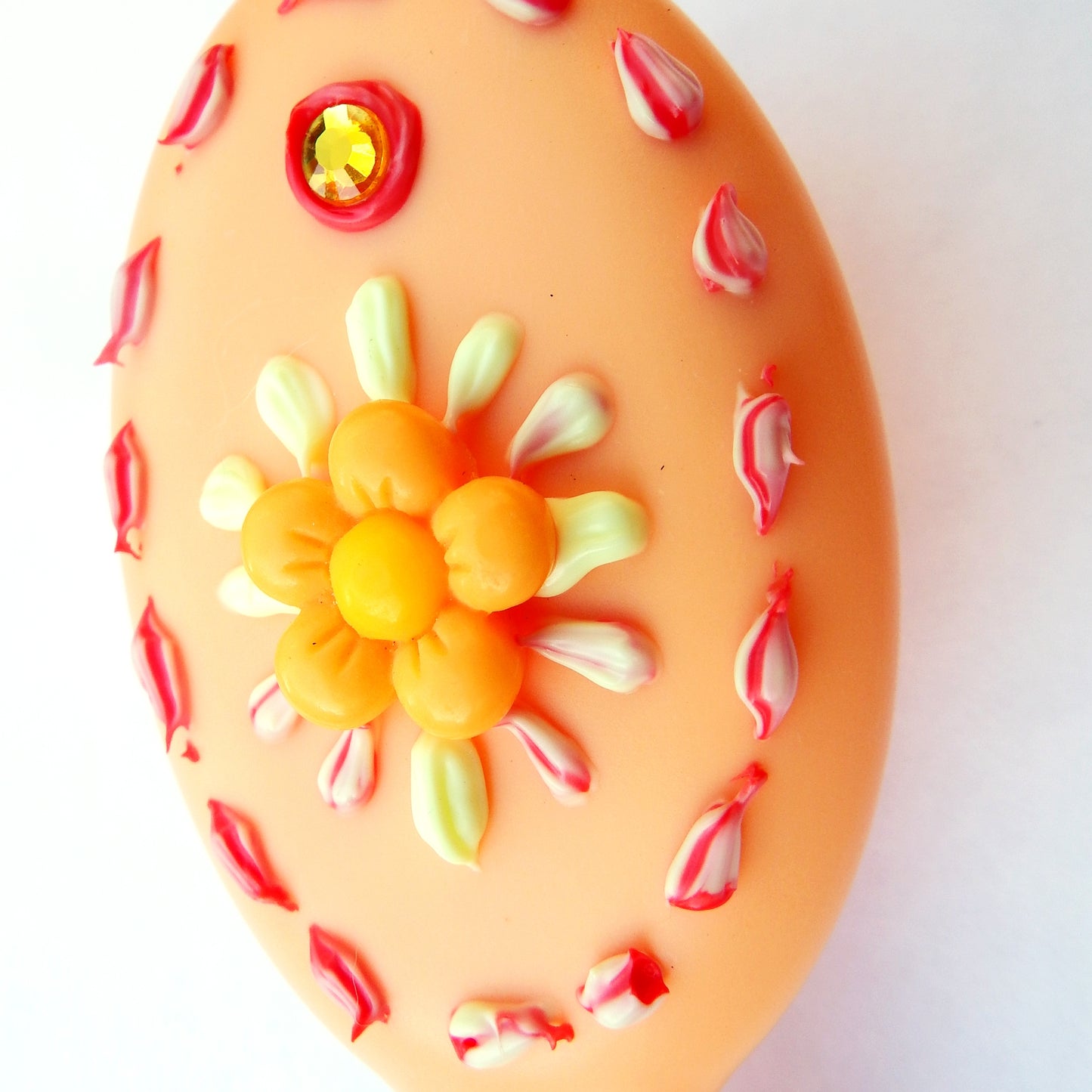 Ensemble brosse, peigne et miroir décoration artisanale en colle-crème, orange