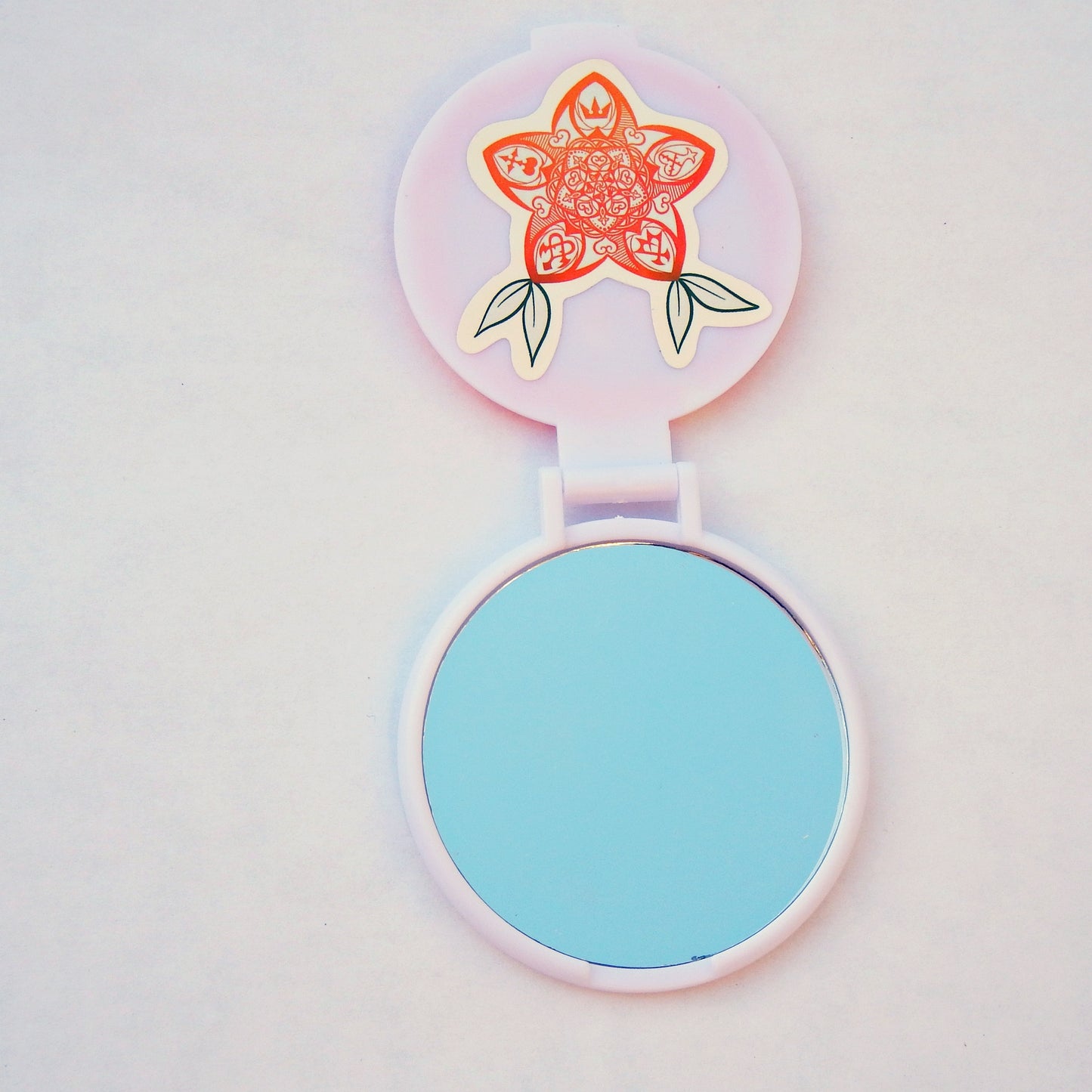 Ensemble brosse, peigne et miroir décoration artisanale en colle-crème, orange