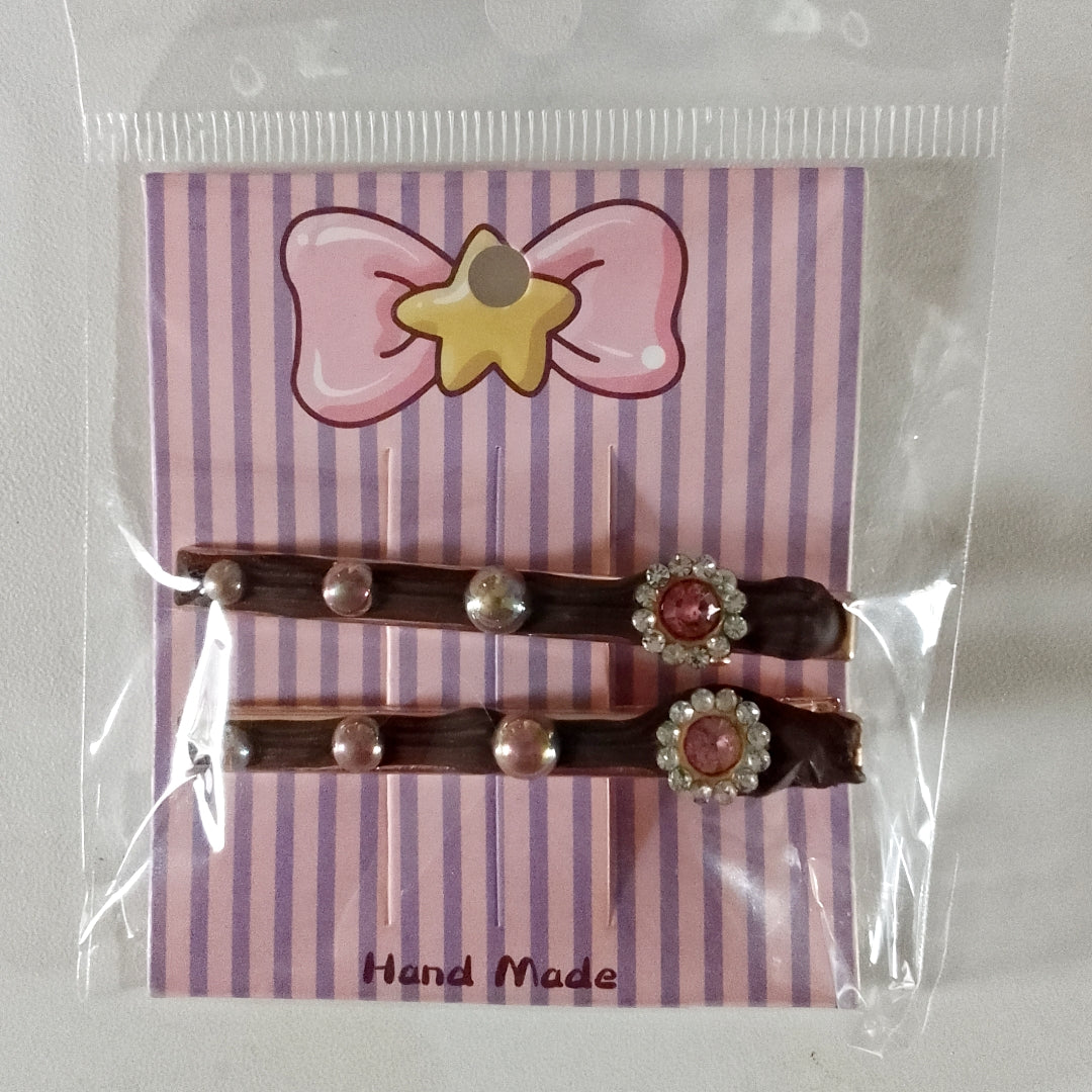 Pinces à cheveux dorées, décorations artisanales en colle-crème ou résine, plusieurs modèles