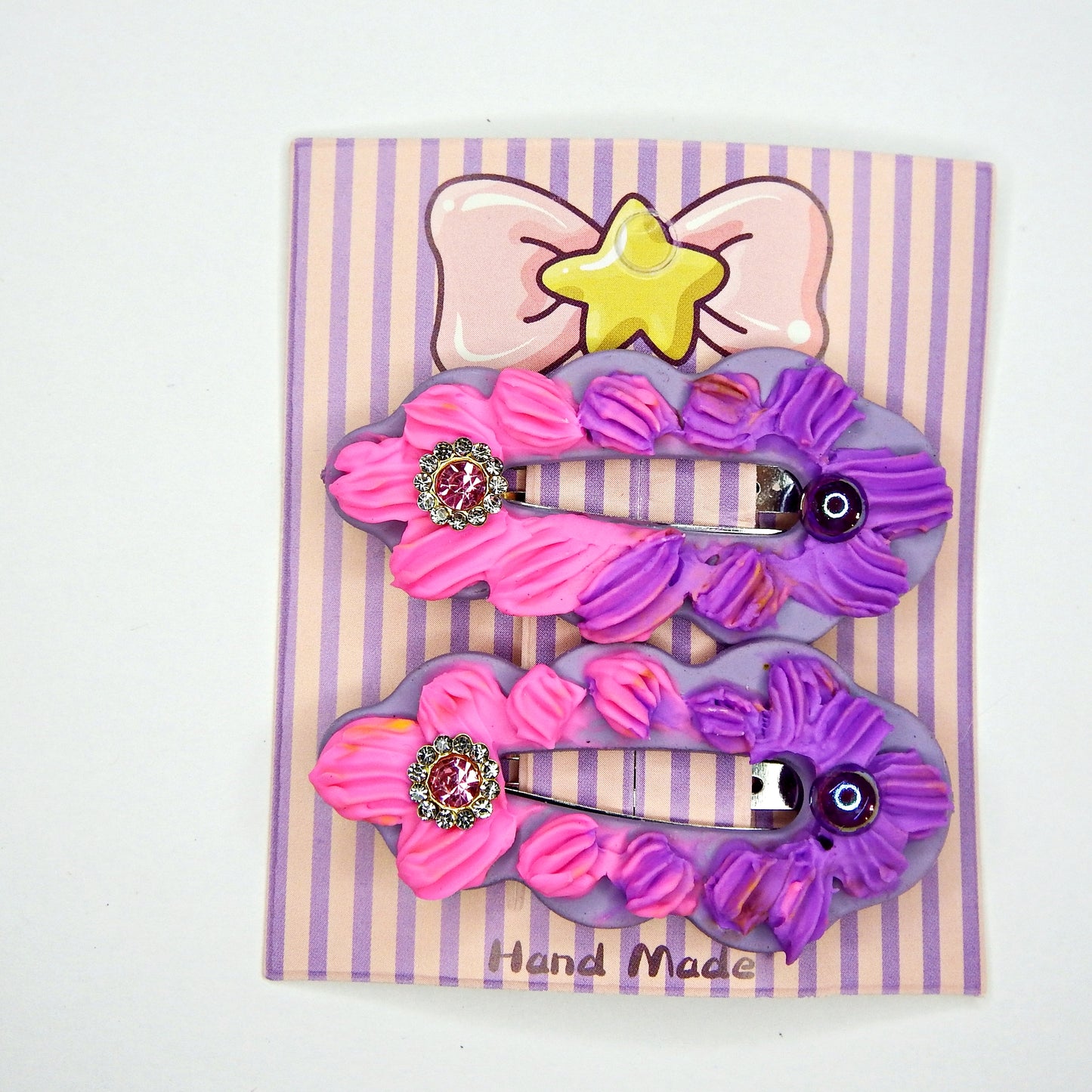 Pinces clic clac Ovales artisanales  5,5 cm, plusieurs modèles disponibles