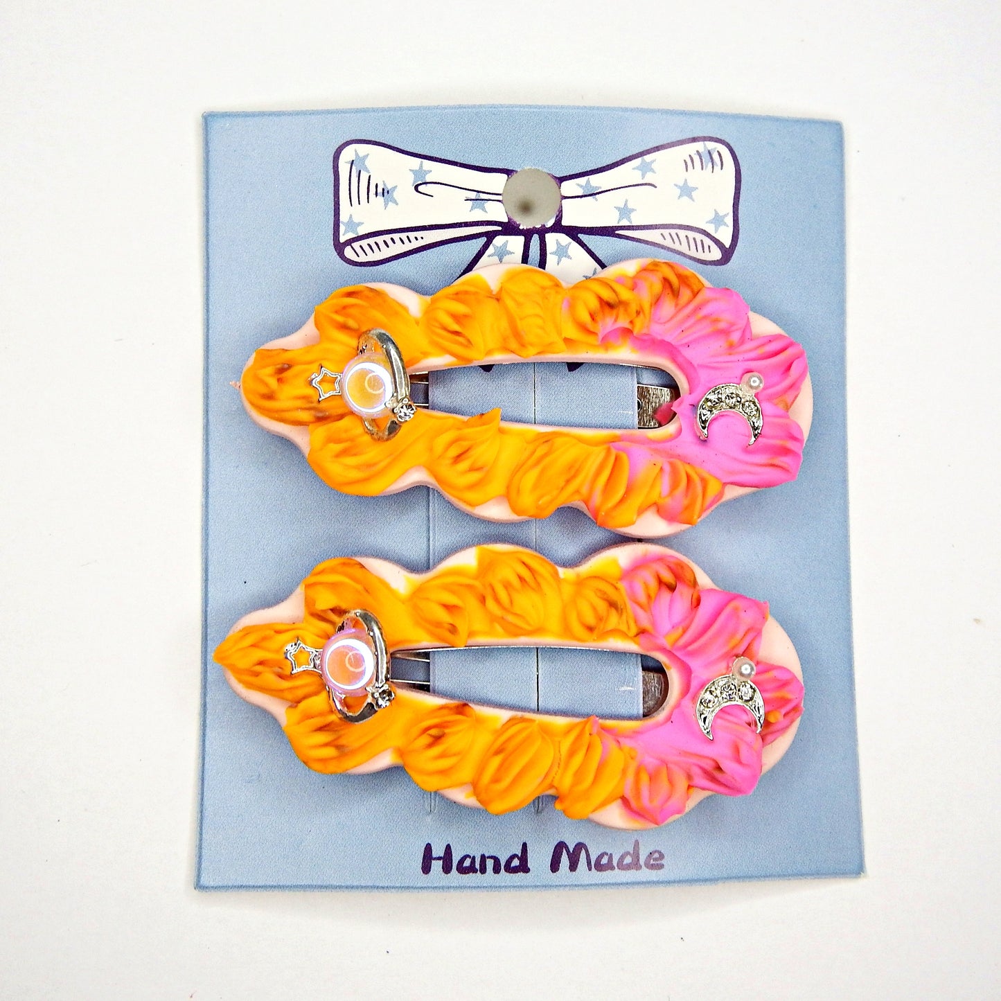 Pinces clic clac Ovales artisanales  5,5 cm, plusieurs modèles disponibles