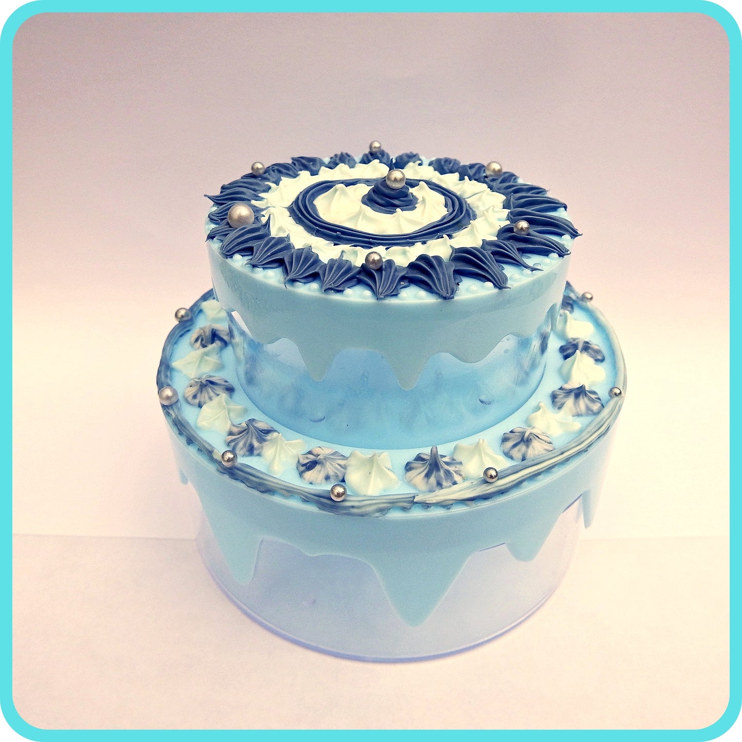 Boites à bijoux, décoration artisanale en colle-crème, pièce unique, bleue