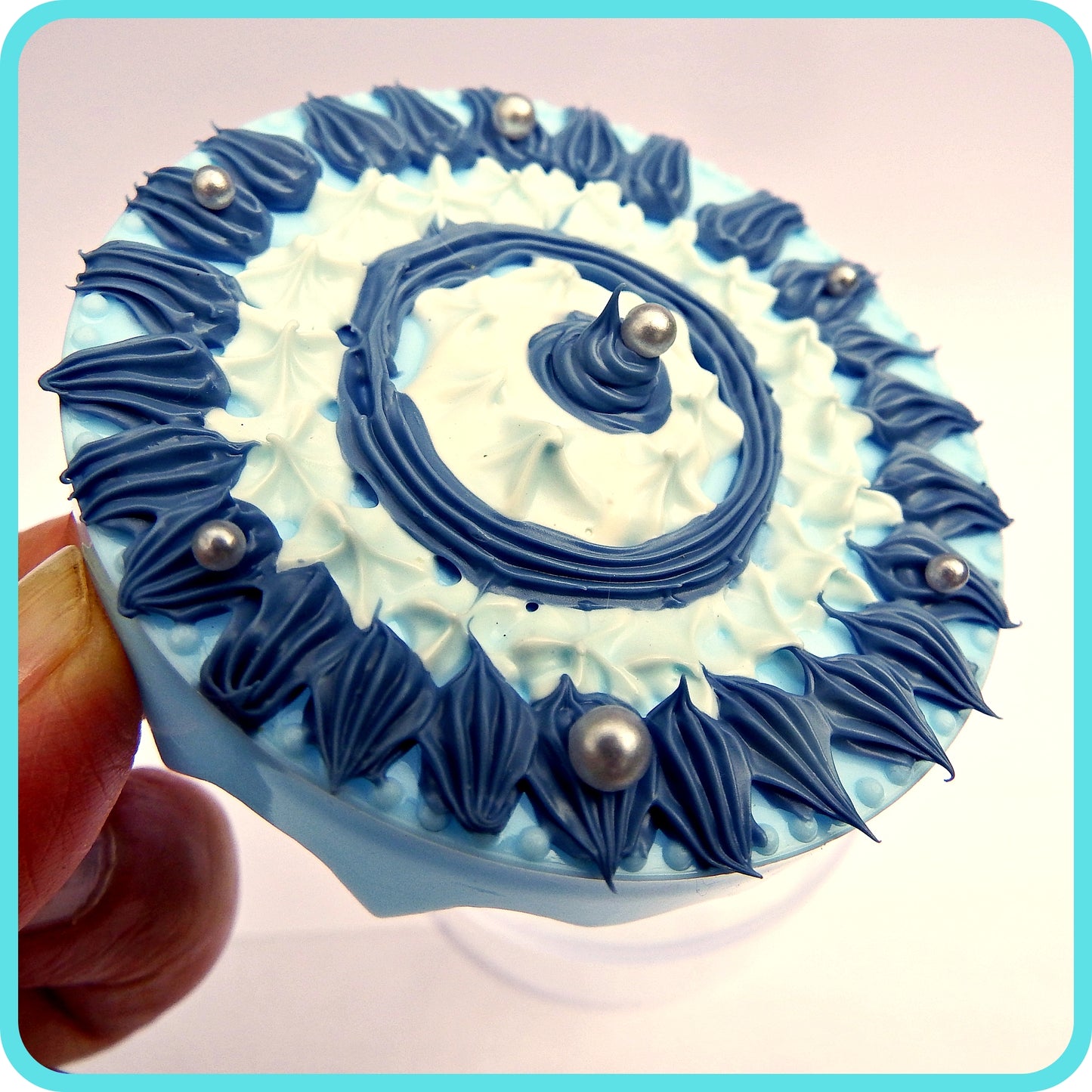 Boites à bijoux, décoration artisanale en colle-crème, pièce unique, bleue