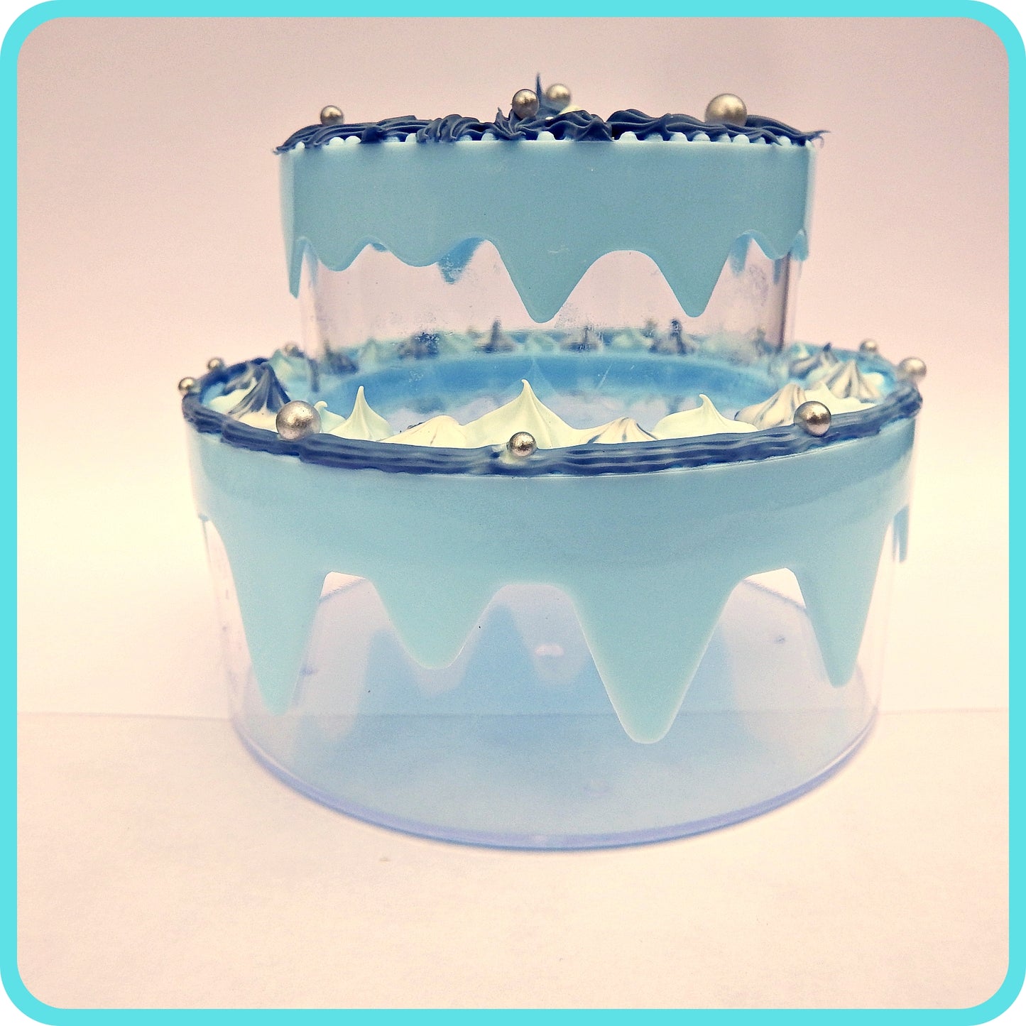 Boites à bijoux, décoration artisanale en colle-crème, pièce unique, bleue