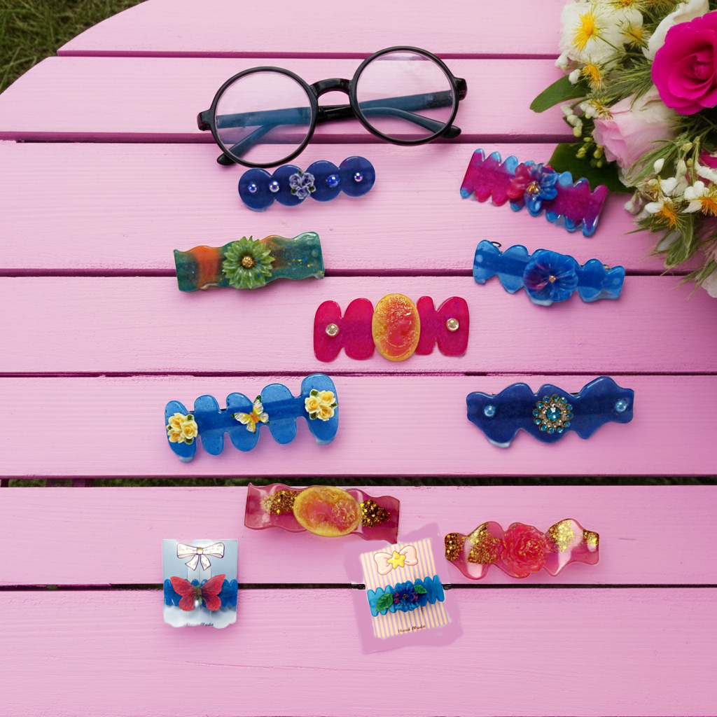 Barrettes artisanales 6 cm - plusieurs modèle disponibles, colle-crème ou résine