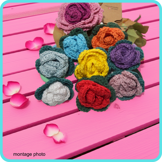 Elastique à cheveux avec fleur ou noeud, création artisanale au crochet, divers modèles