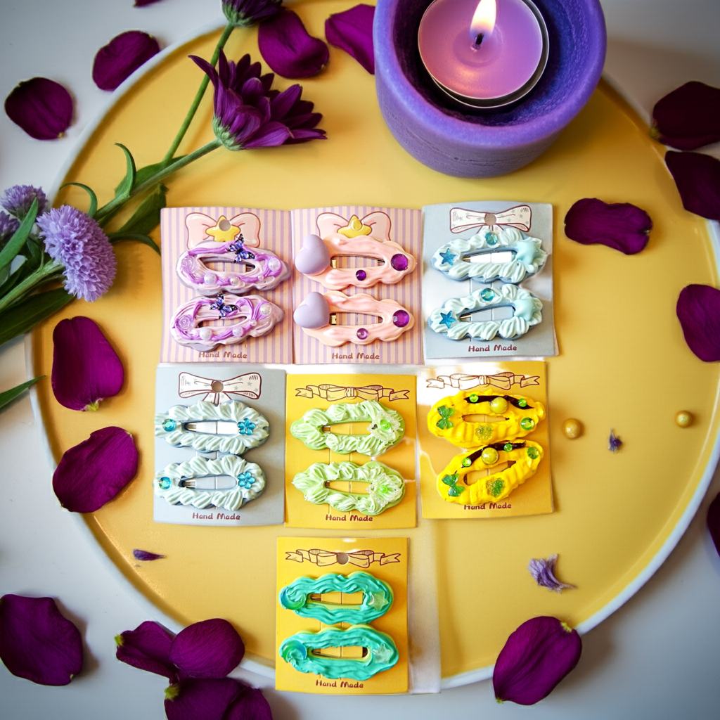 Pinces clic clac Ovales artisanales  5,5 cm, plusieurs modèles disponibles