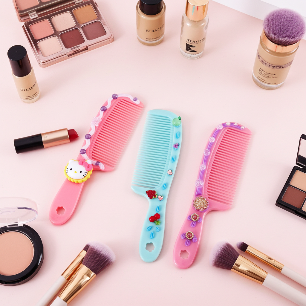 Peigne avec décoration artisanale en colle-crème, pièce unique, plusieurs modèles