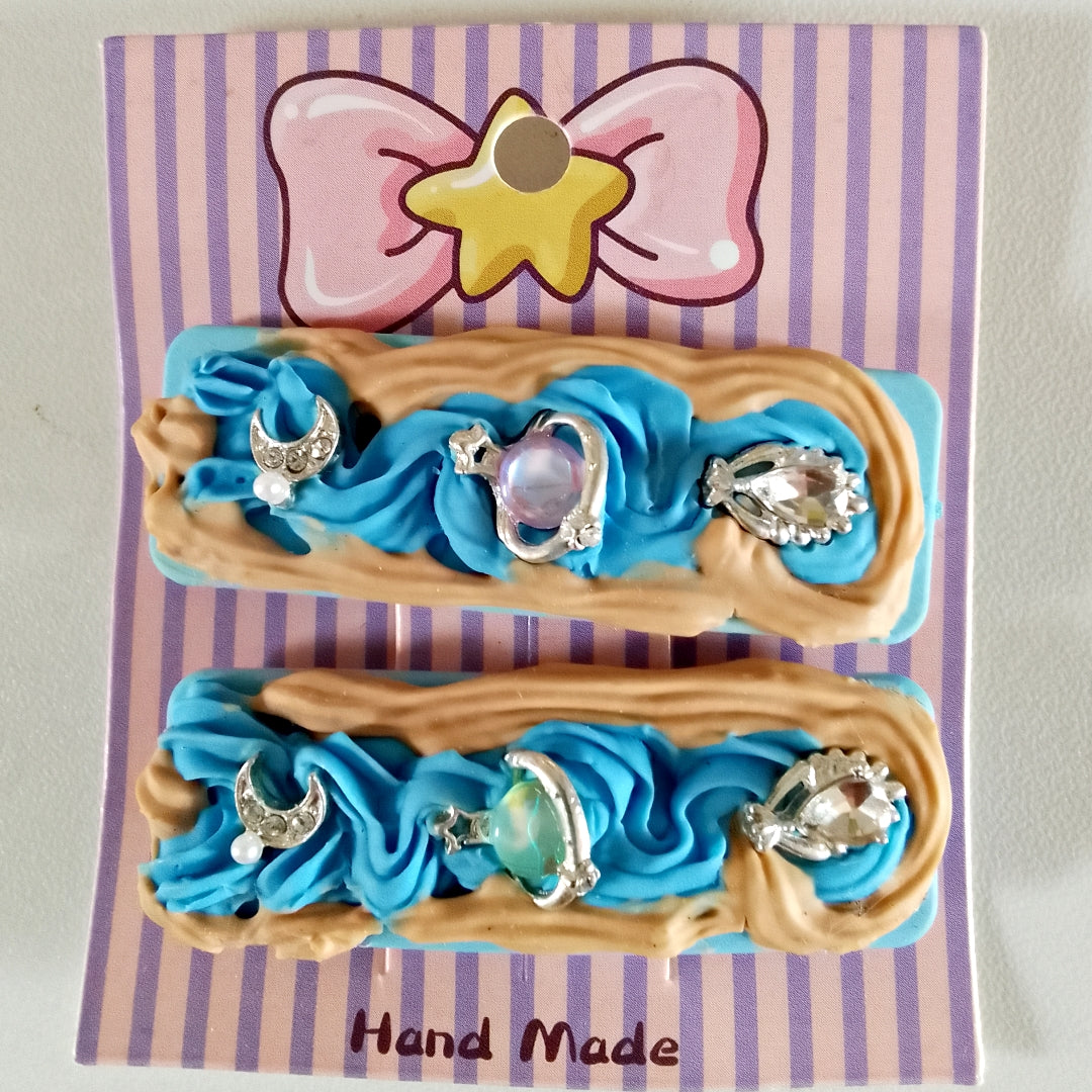 Pinces clic clac rectangle artisanales  5,5 cm, plusieurs modèles disponibles