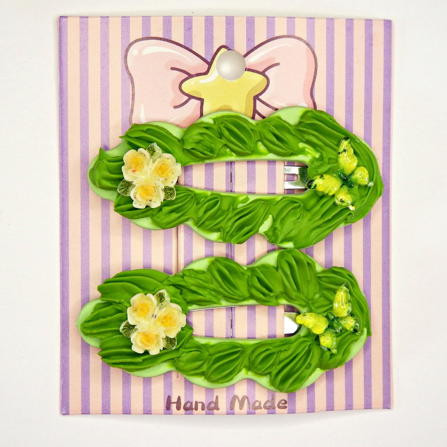 Pinces clic clac Ovales artisanales  5,5 cm, plusieurs modèles disponibles