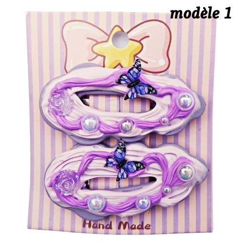 Pinces clic clac Ovales artisanales  5,5 cm, plusieurs modèles disponibles