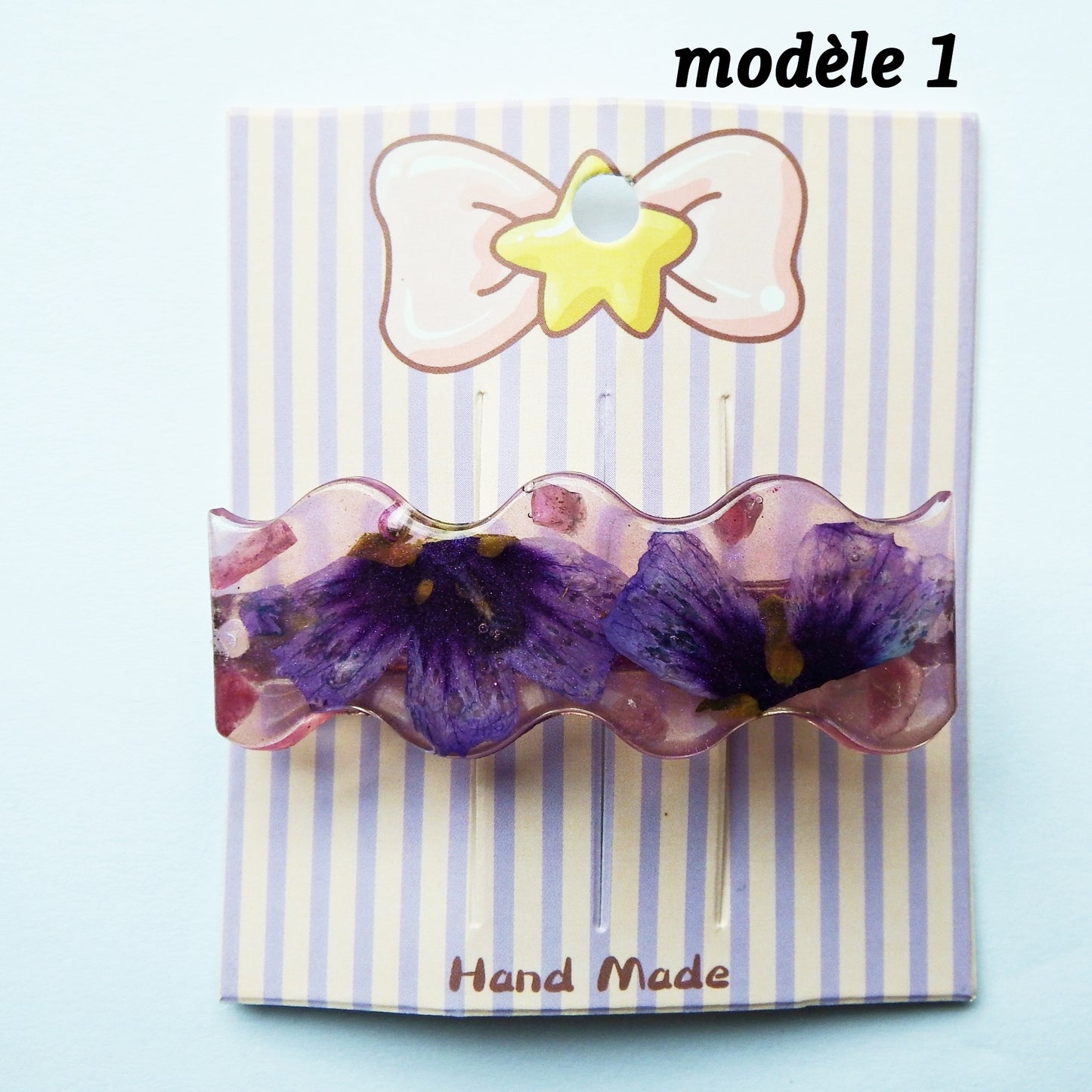 Barrettes artisanales 6 cm - plusieurs modèle disponibles, colle-crème ou résine