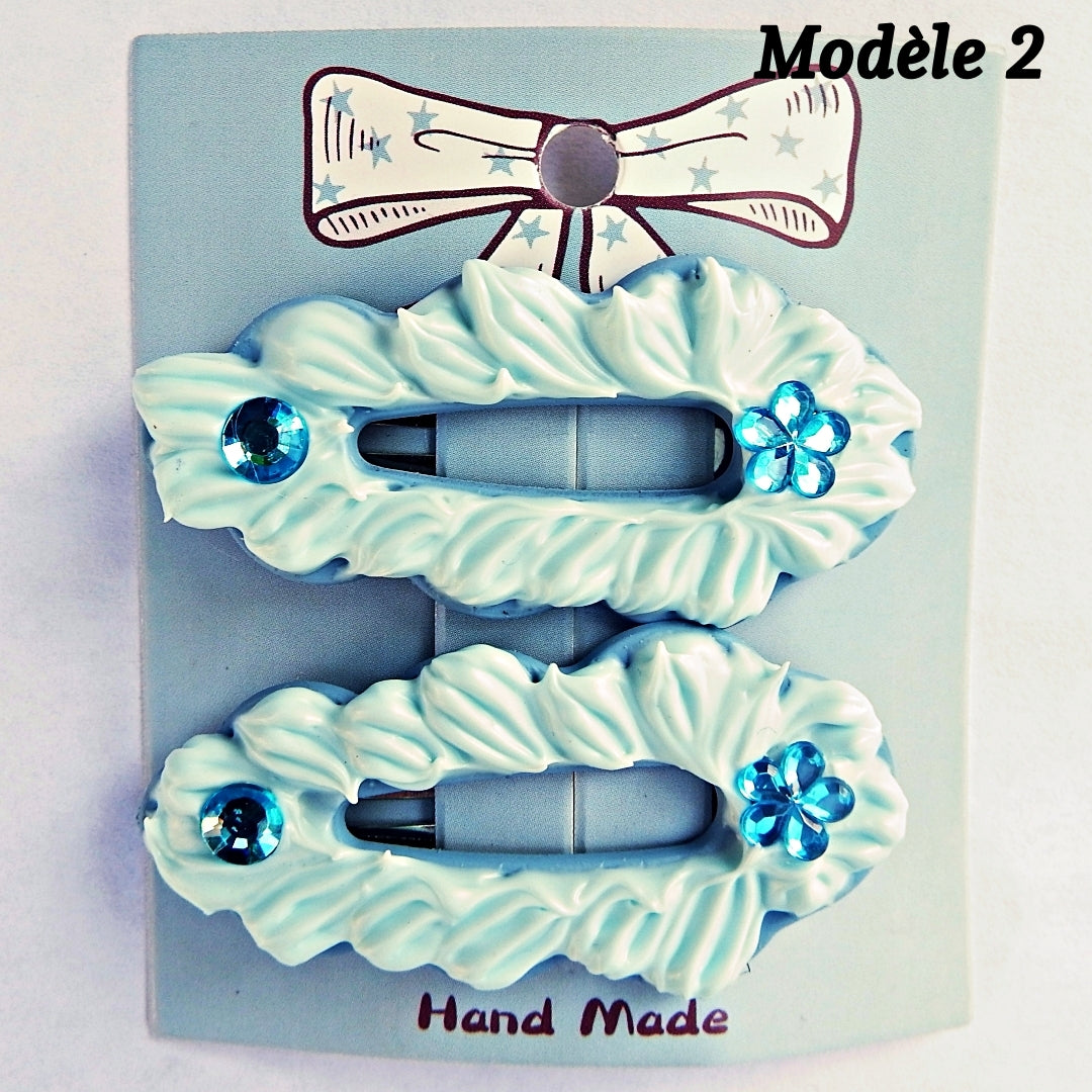 Pinces clic clac Ovales artisanales  5,5 cm, plusieurs modèles disponibles