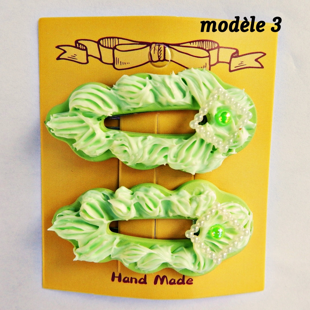 Pinces clic clac Ovales artisanales  5,5 cm, plusieurs modèles disponibles