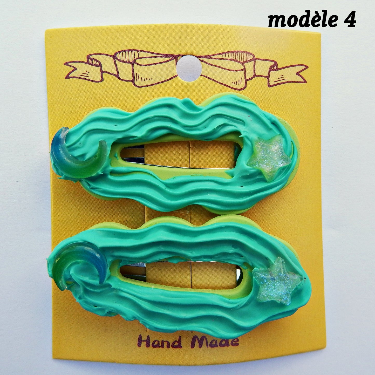 Pinces clic clac Ovales artisanales  5,5 cm, plusieurs modèles disponibles