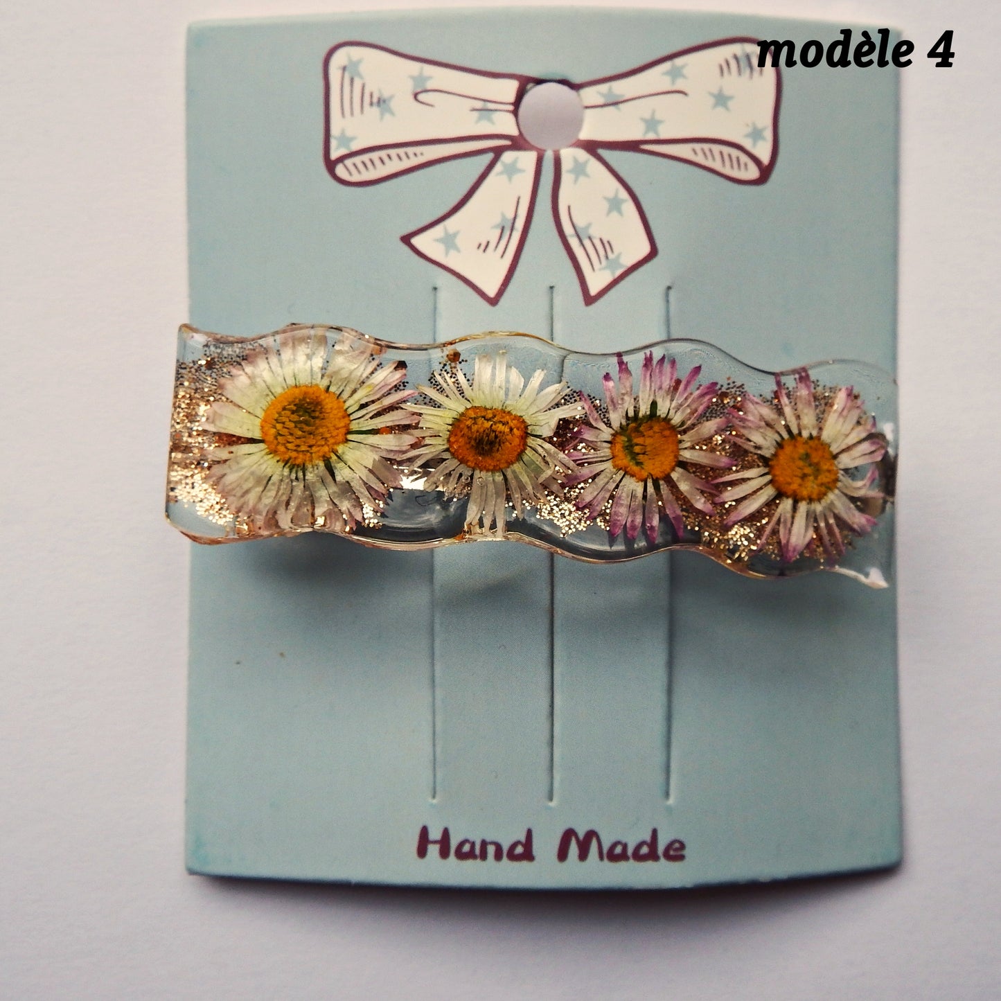 Barrettes artisanales 6 cm - plusieurs modèle disponibles, colle-crème ou résine