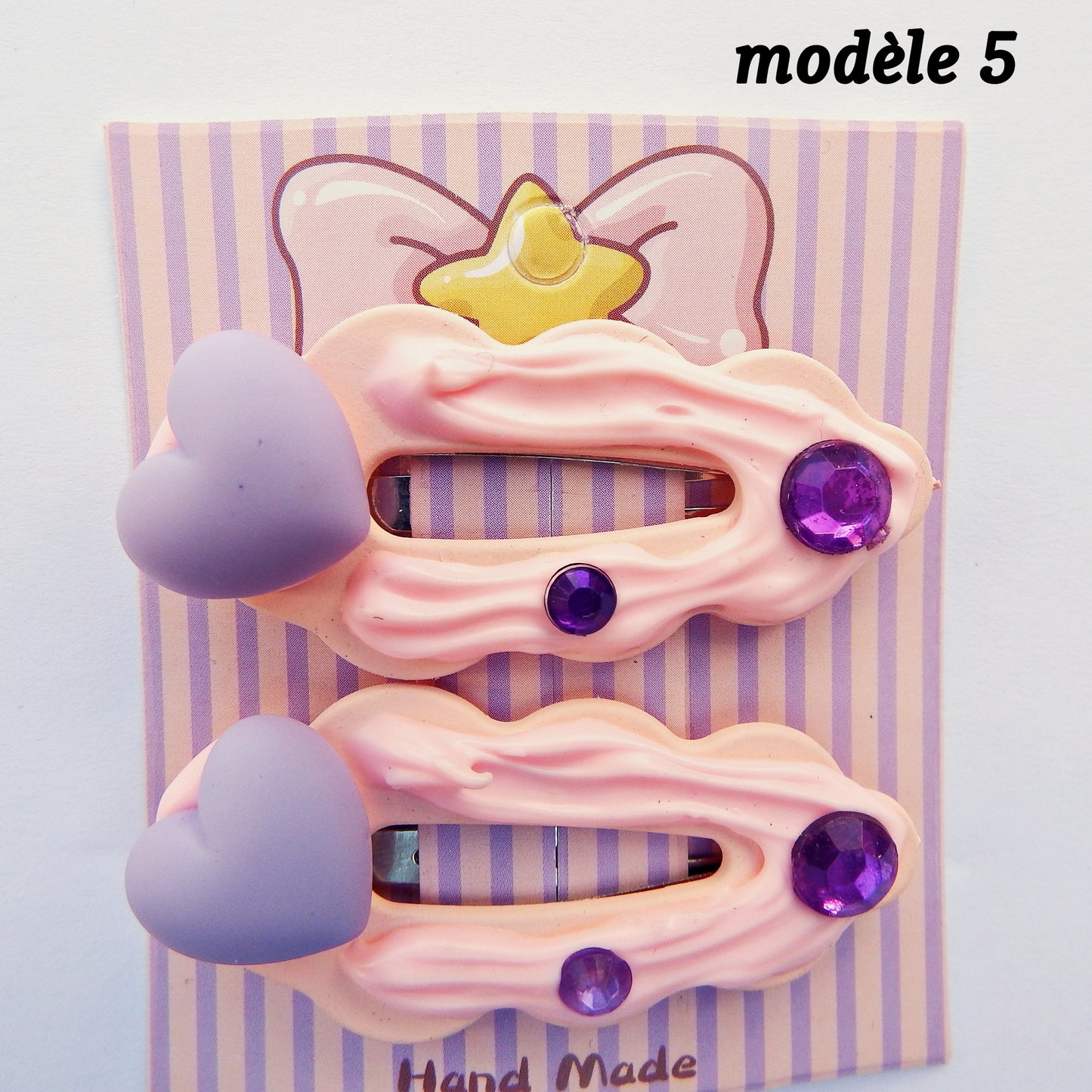 Pinces clic clac Ovales artisanales  5,5 cm, plusieurs modèles disponibles