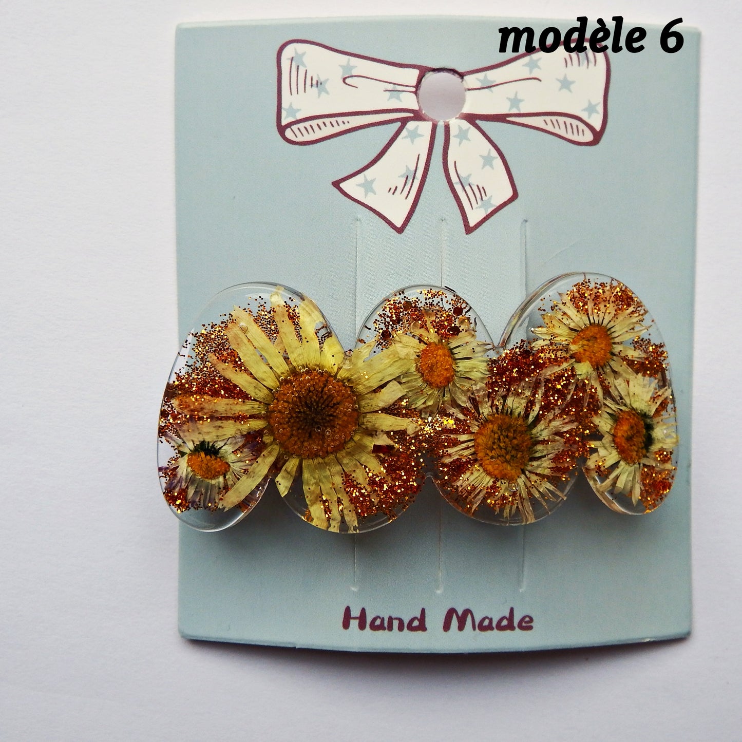 Barrettes artisanales 6 cm - plusieurs modèle disponibles, colle-crème ou résine