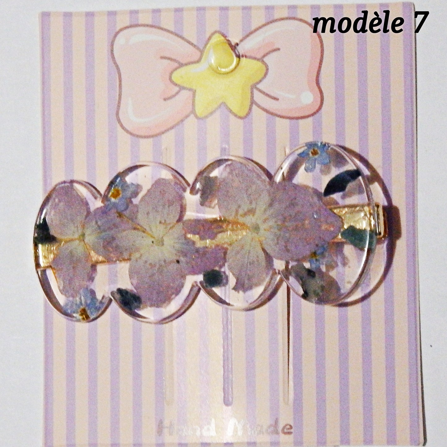 Pinces à cheveux dorées, décorations artisanales en colle-crème ou résine, plusieurs modèles