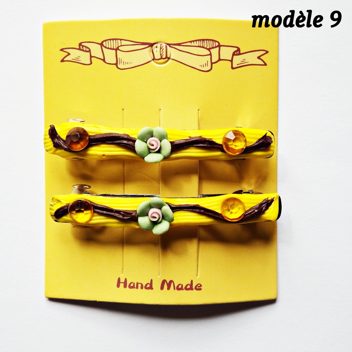 Barrettes artisanales 6 cm - plusieurs modèle disponibles, colle-crème ou résine