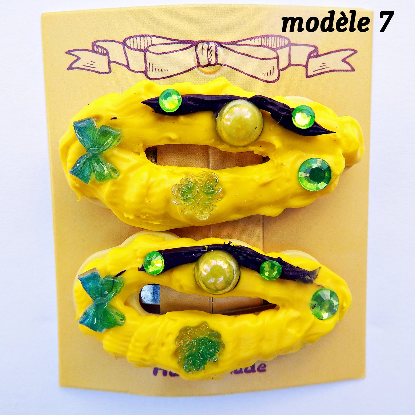 Pinces clic clac Ovales artisanales  5,5 cm, plusieurs modèles disponibles